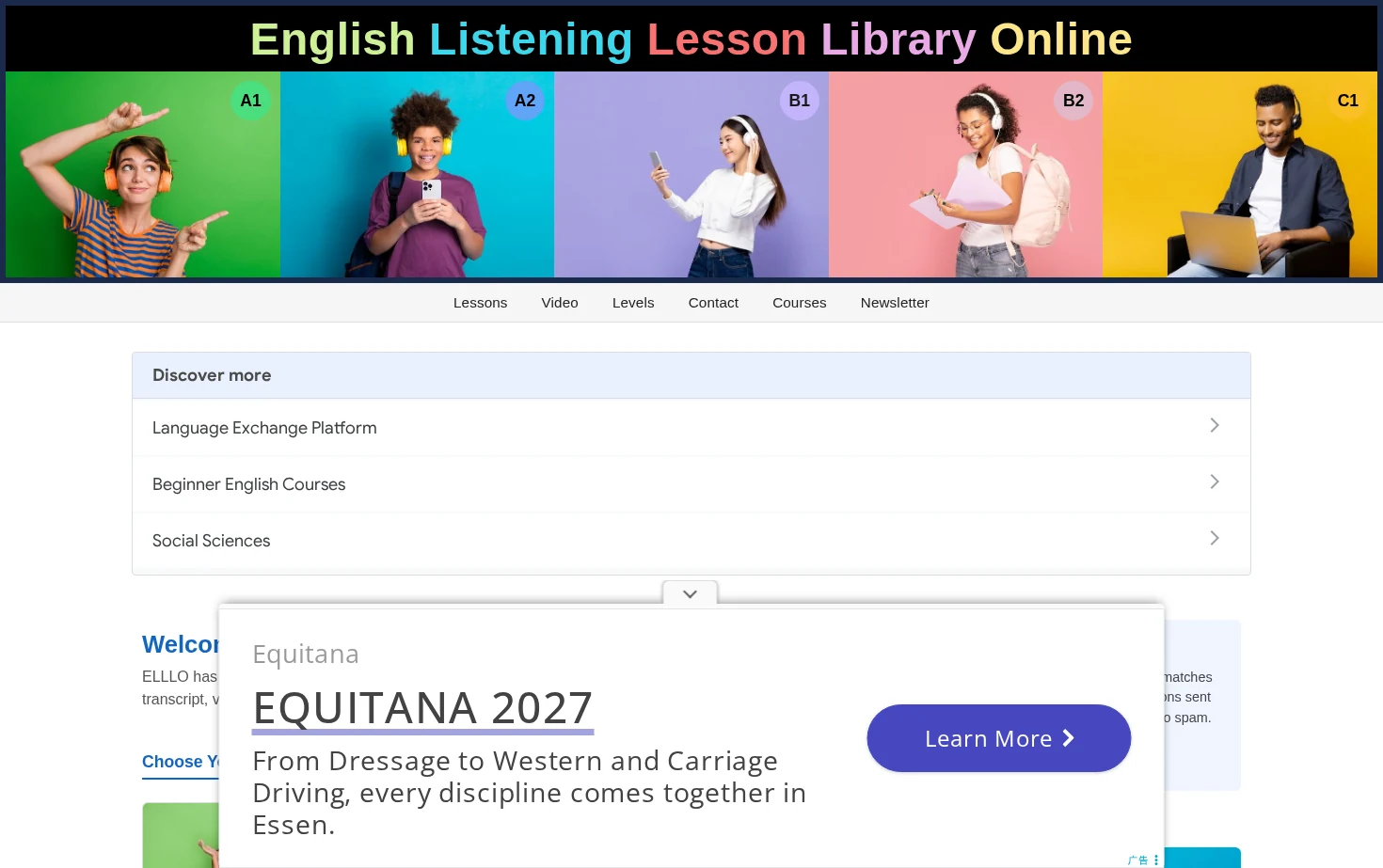 English Listening Lesson Library Online 页面快照